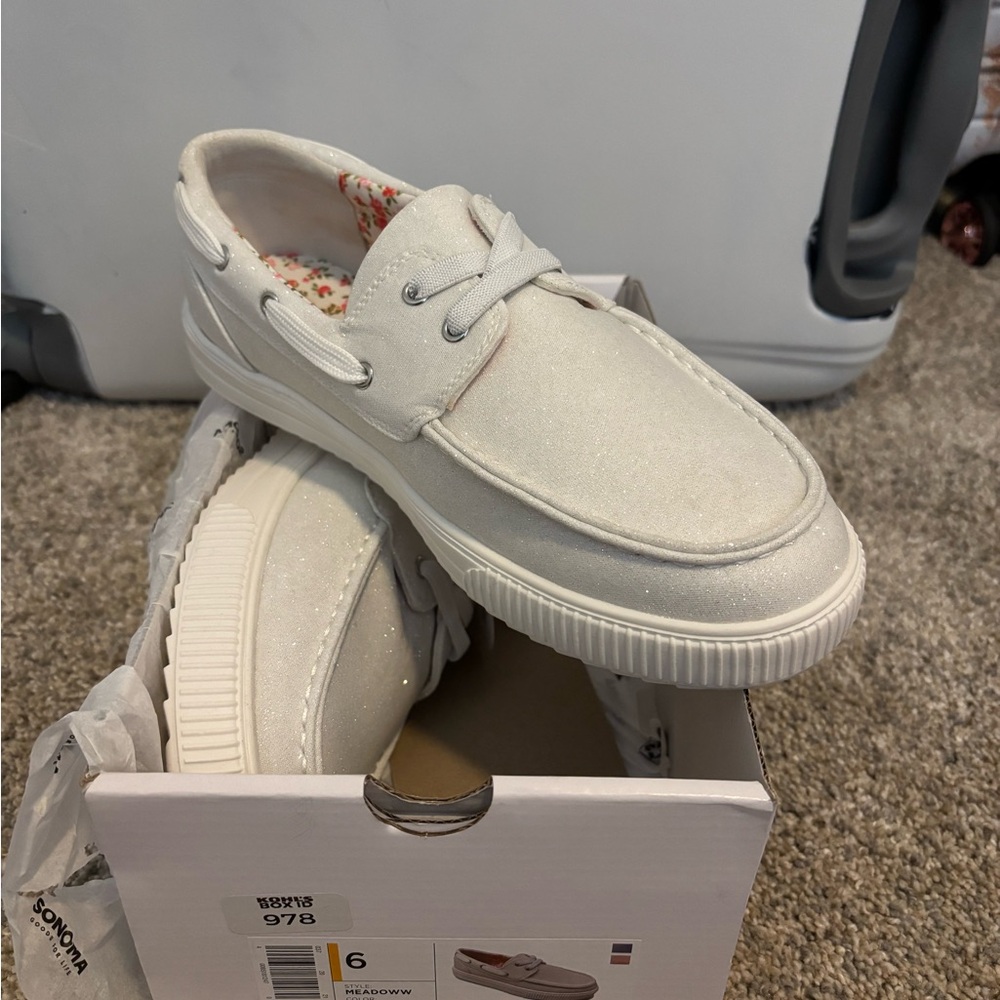 Sonoma White Kids Boat Shoes